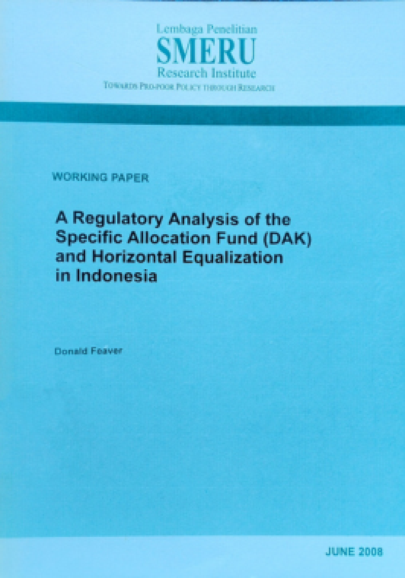 A Regulatory Analysis of The Specific Allocation Fund (DAK) and Horizontal Equalization in Indonesia