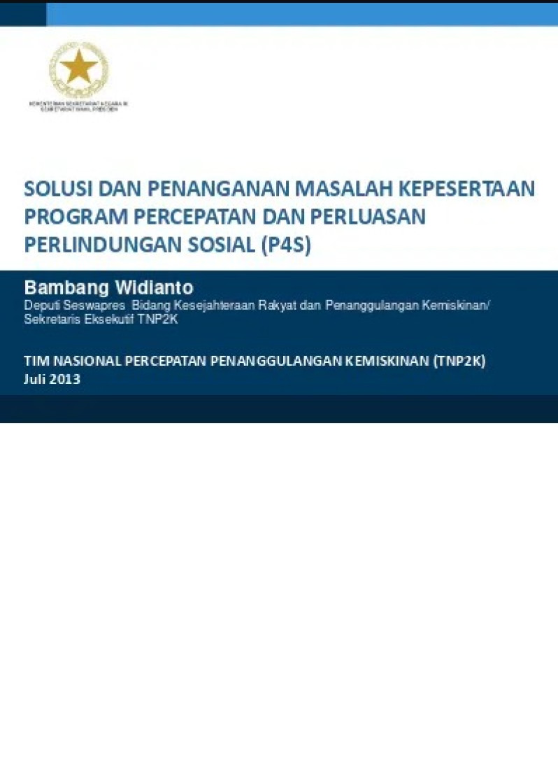 Buku Saku Solusi Masalah Kepesertaan & Pemutakhir Data Penerima Kartu Perlindungan Sosial (KPS)