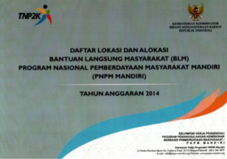 Daftar Lokasi dan Alokasi Bantuan Langsung Masyarakat (BLM) Program Nasional Pemberdayaan Masyarakat Mandiri (PNPM Mandiri)