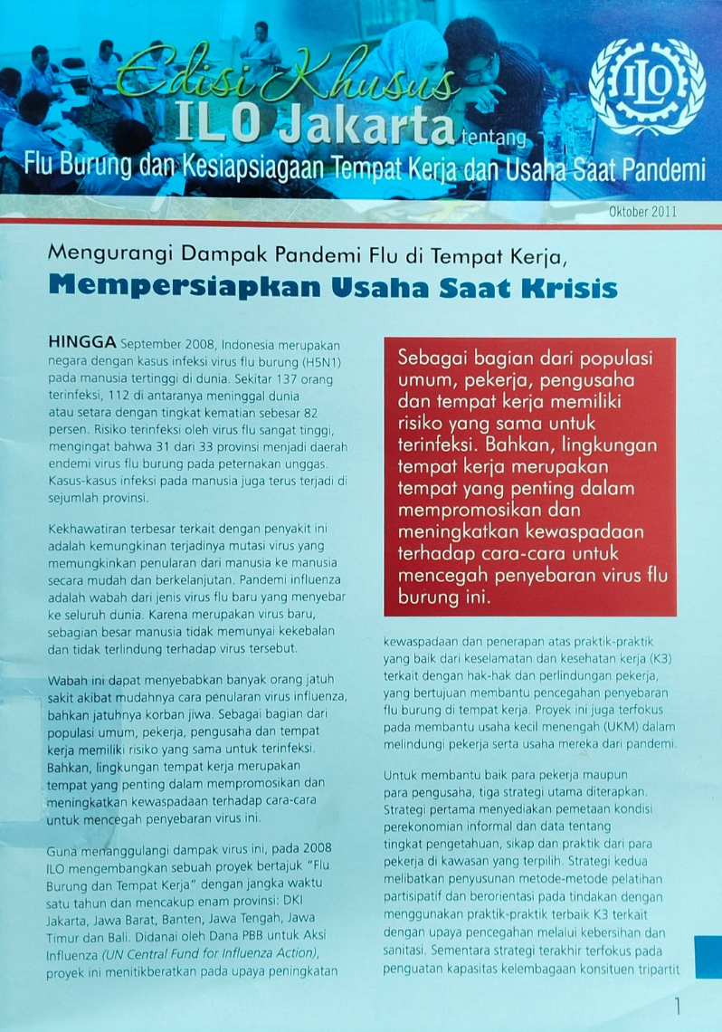 ILO Jakarta tentang Flu Burung dan Kesiapsiagaan Tempat Kerja dan Usaha Saat Pandemi, Oktober 2011