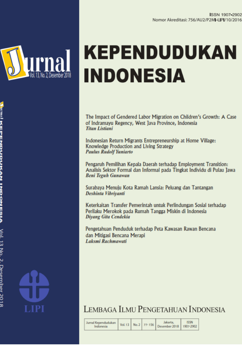 Jurnal Kependudukan Indonesia Vol. 13, No. 2, Desember 2018