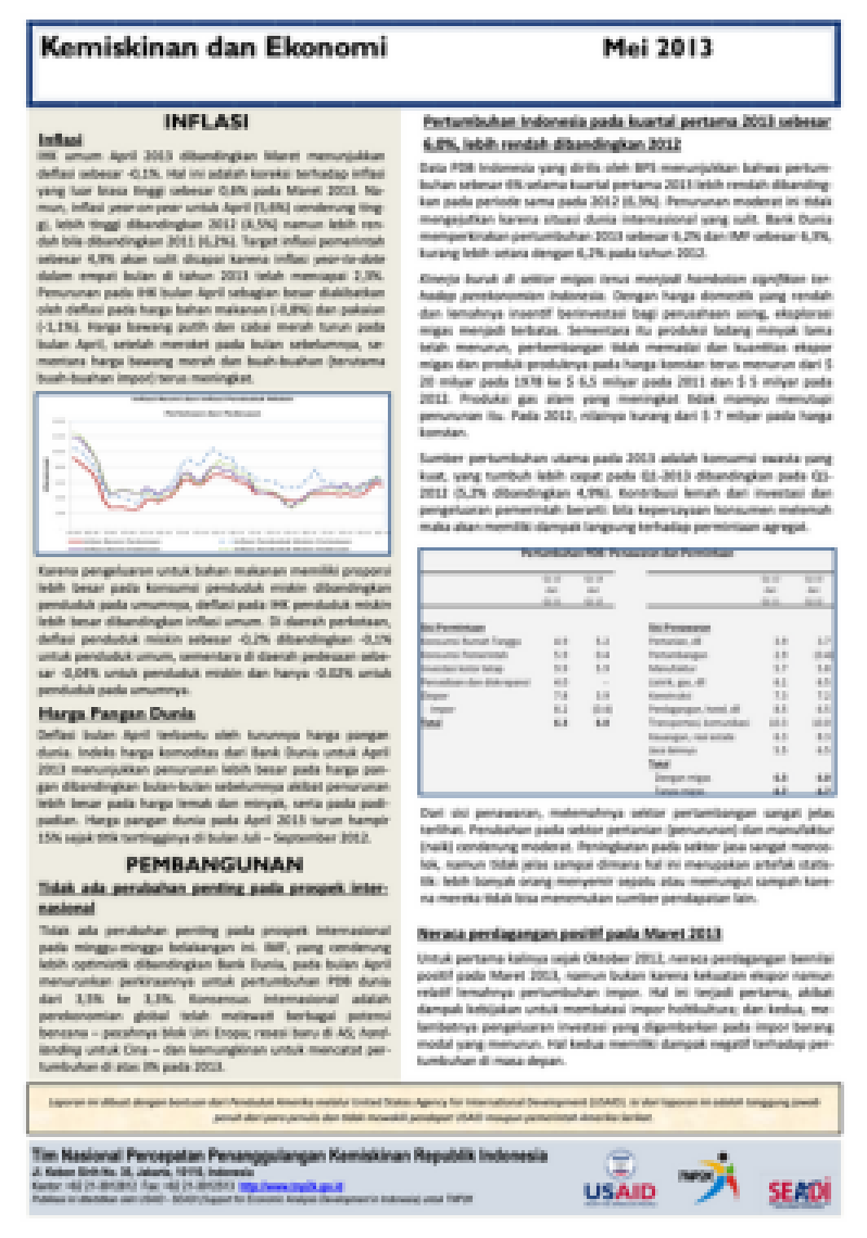 Kemiskinan dan Ekonomi Mei 2013