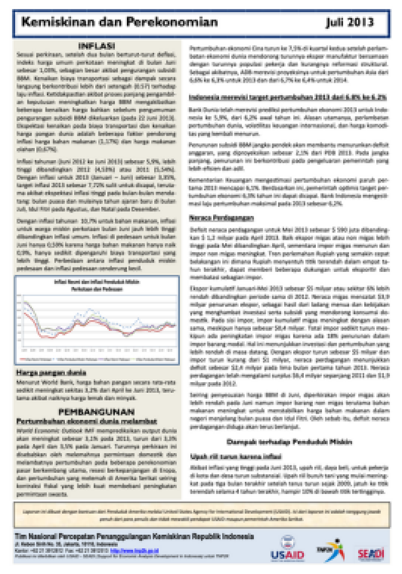 Kemiskinan dan Perekonomian Juli 2013