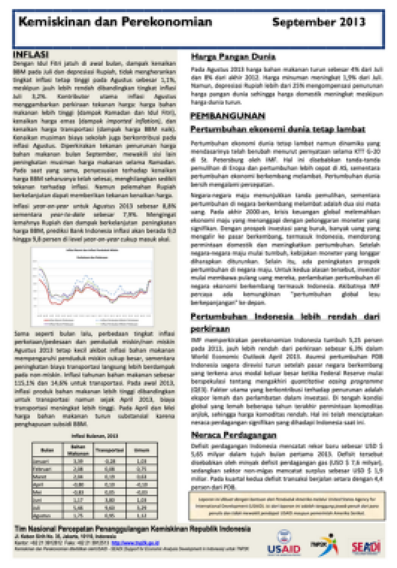 Kemiskinan dan Perekonomian September 2013