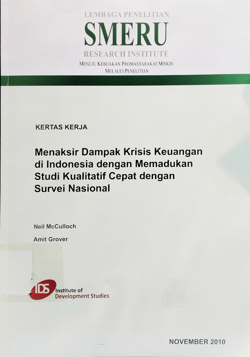 Menaksir Dampak Krisis Keuangan di Indonesia dengan memadukan Studi Kualitatif Cepat dengan Survei Nasional