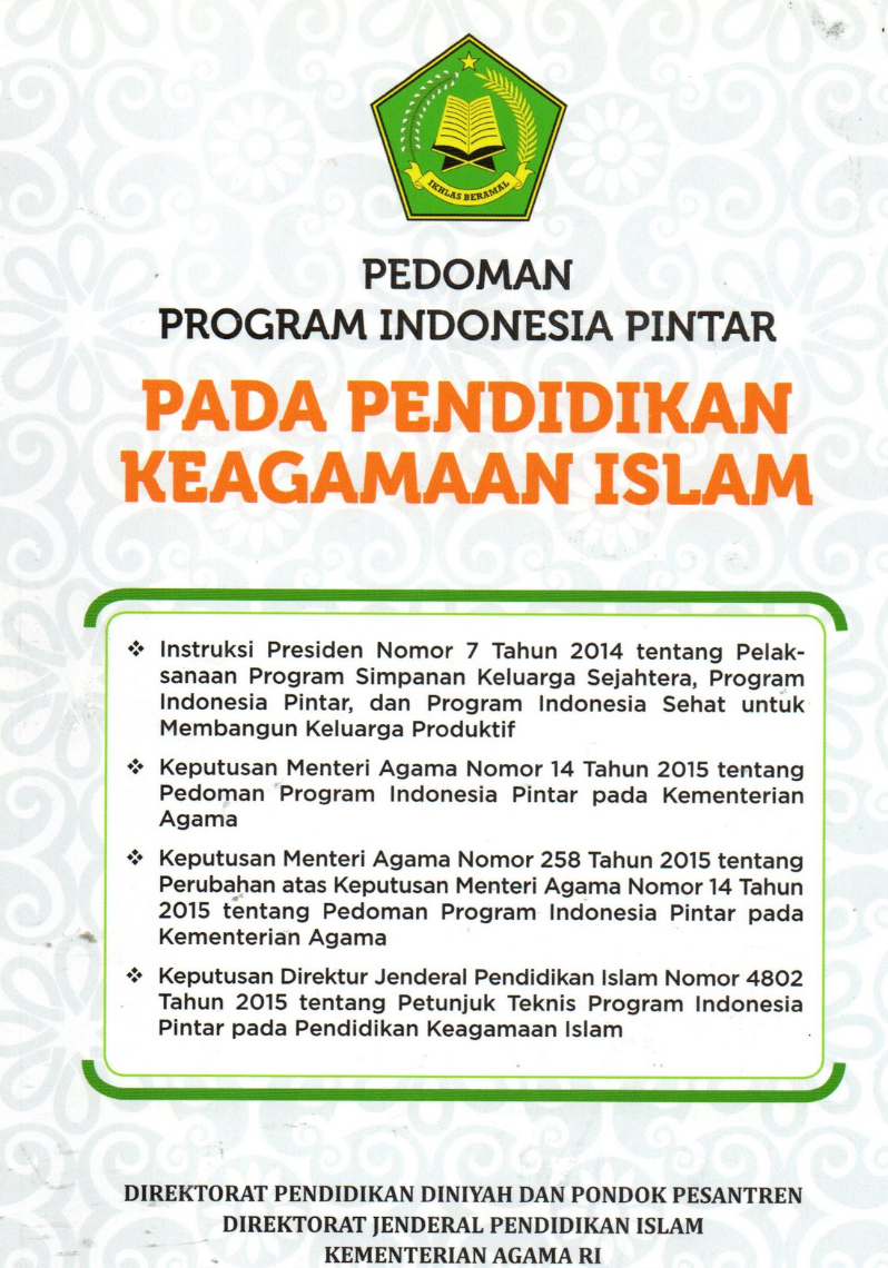 Pedoman Program Indonesia Pintar pada Pendidikan Keagamaan Islam 2015