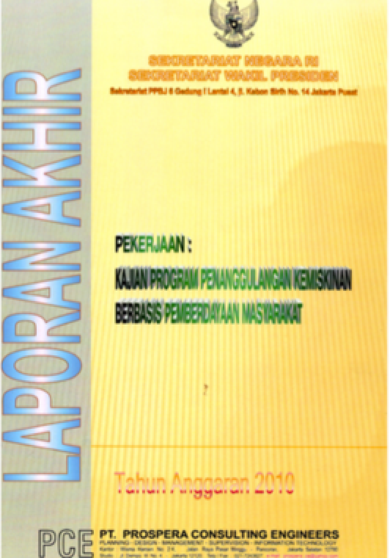 Laporan Akhir Pekerjaan: Kajian Program Penanggulangan Kemiskinan Berbasis Pemberdayaan Masyarakat