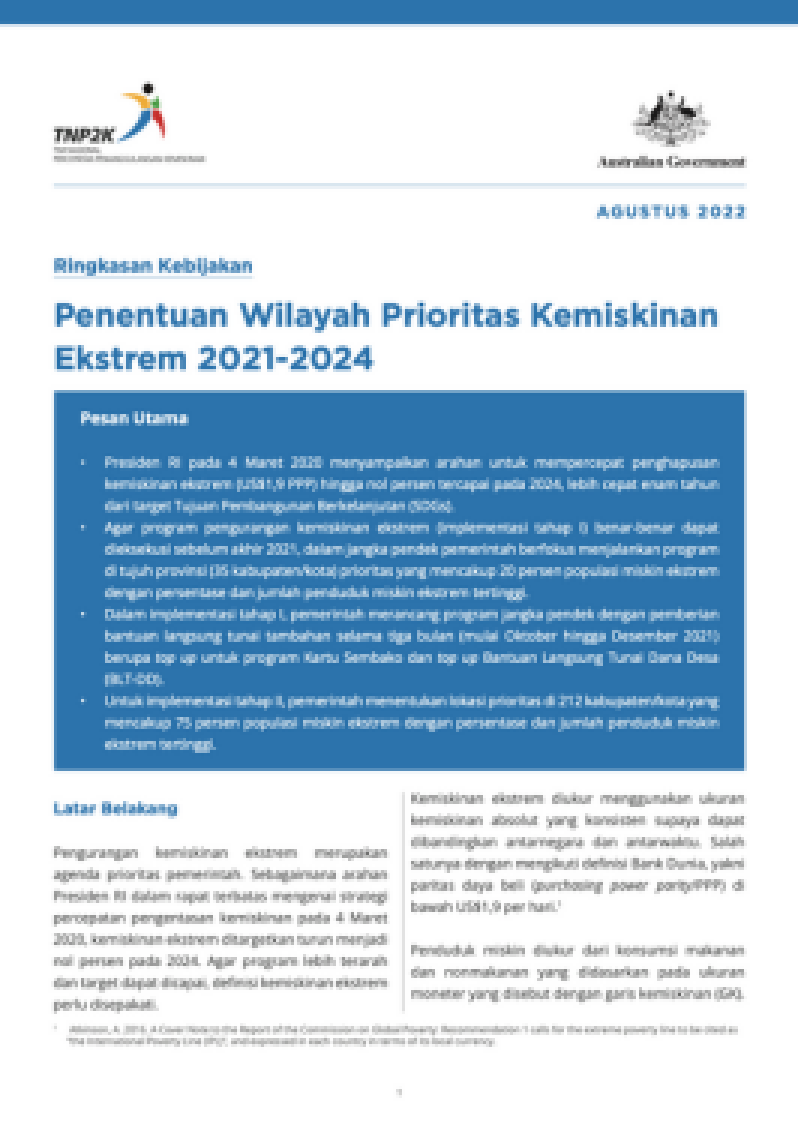 Penentuan Wilayah Prioritas Kemiskinan Ekstrem 2021-2024