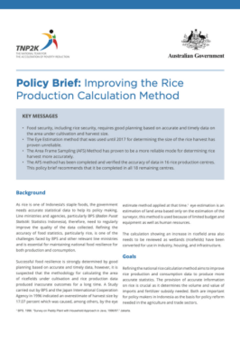 Policy Brief: Improving the Rice Production Calculation Method