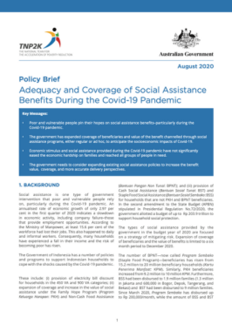 Policy Brief
Adequacy and Coverage of Social Assistance Benefits During the Covid-19 Pandemic