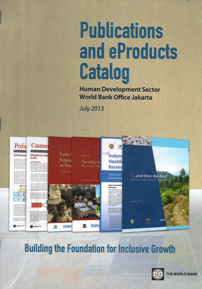 Publications and eProducts Catalog Human Development Sector World Bank Office Jakarta